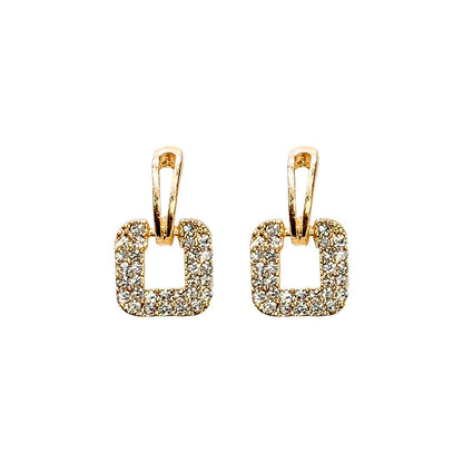 1 Pair Simple Style Square Inlay Alloy Zircon Drop Earrings