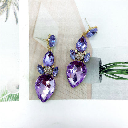 Fashion Multicolor Crystal Gem Fashion Temperament Earrings