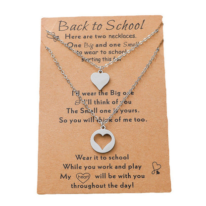 New Stainless Steel Heart-shaped Mother-daughter Parent-child Sweater Chain 2-piece Set