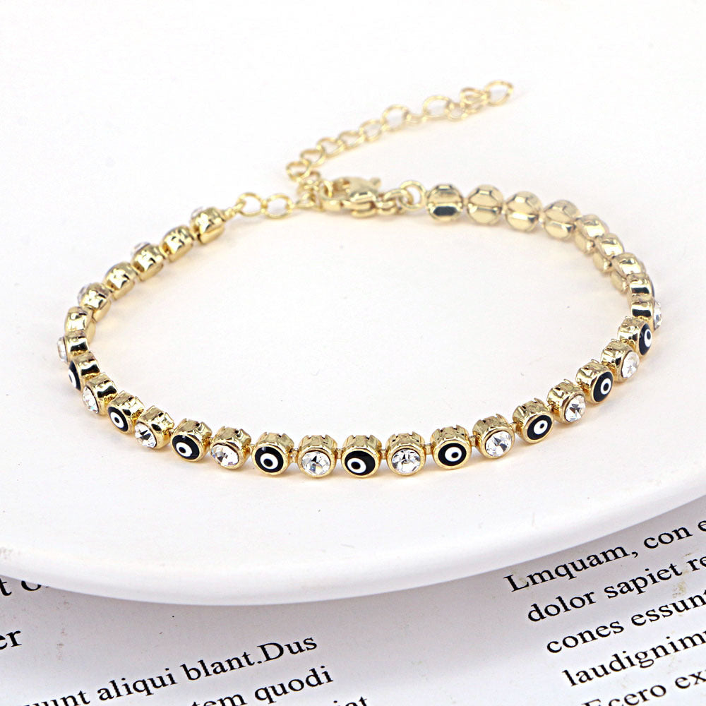 European And American New Fashion Copper Chain Inlaid Zircon Oil Dripping Devil's Eye Bracelet