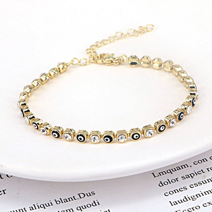 European And American New Fashion Copper Chain Inlaid Zircon Oil Dripping Devil's Eye Bracelet