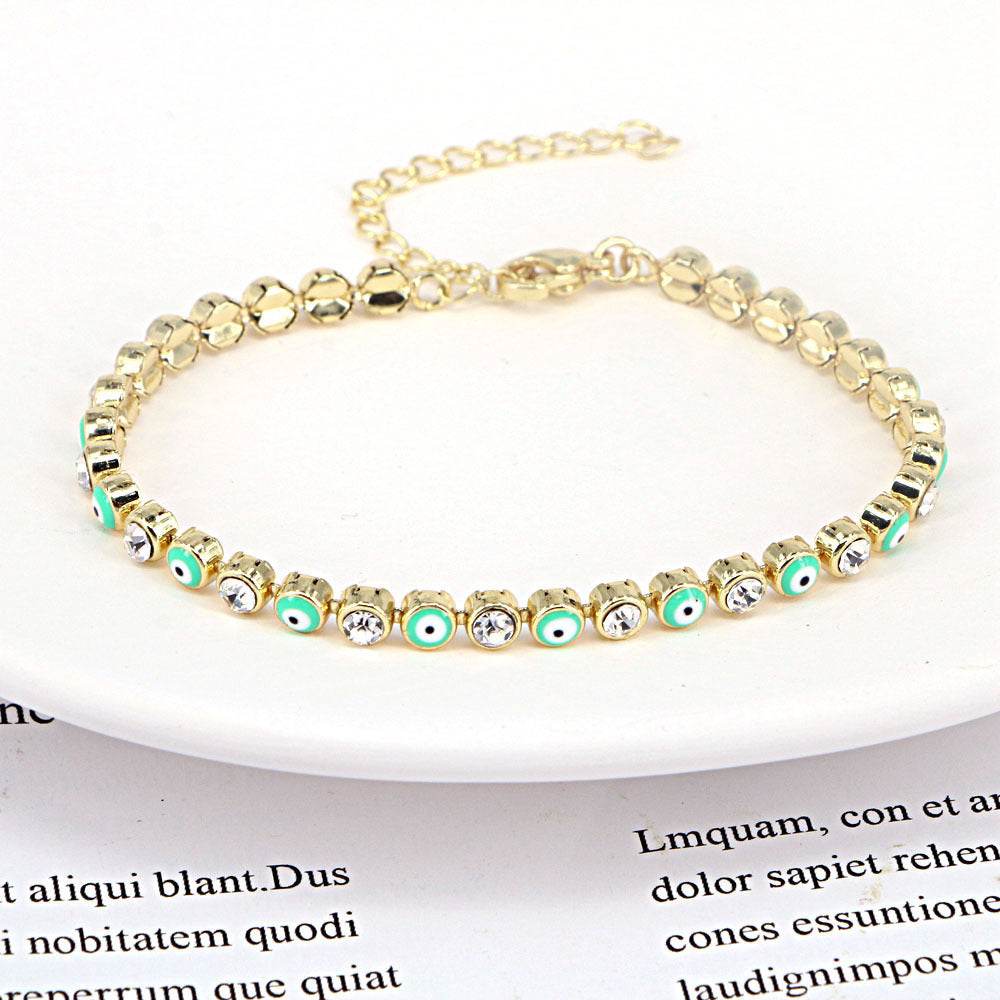 European And American New Fashion Copper Chain Inlaid Zircon Oil Dripping Devil's Eye Bracelet