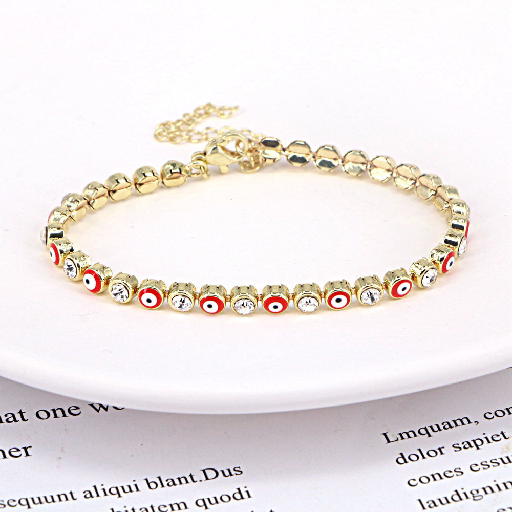 European And American New Fashion Copper Chain Inlaid Zircon Oil Dripping Devil's Eye Bracelet