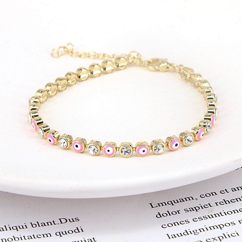 European And American New Fashion Copper Chain Inlaid Zircon Oil Dripping Devil's Eye Bracelet