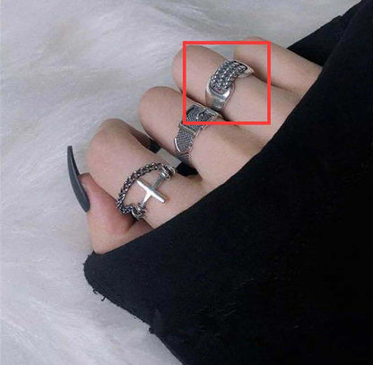 Simple Cross Exaggerated Alloy Chain Ring