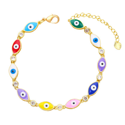 Boho Style Evil Eye Bracelet Color Dripping Eye Copper Bracelet Female Wholesale