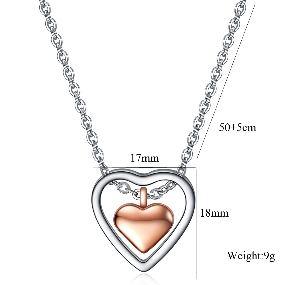 Fashion Heart Shape Titanium Steel Plating Pendant Necklace 1 Piece