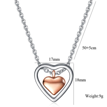 Fashion Heart Shape Titanium Steel Plating Pendant Necklace 1 Piece