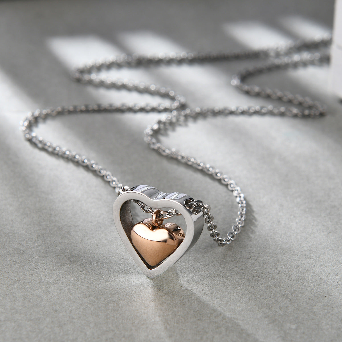 Fashion Heart Shape Titanium Steel Plating Pendant Necklace 1 Piece