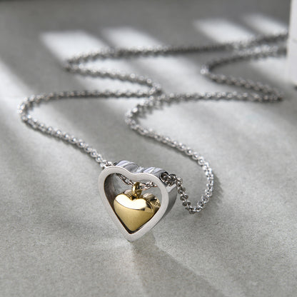 Fashion Heart Shape Titanium Steel Plating Pendant Necklace 1 Piece