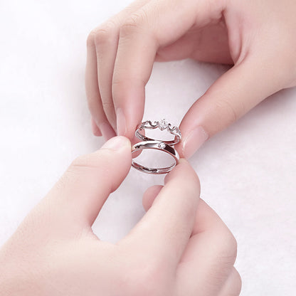 Couple Ring S925 Sterling Silver Korean Inlaid Zircon Diamond Ring Index Finger Tail Ring