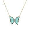 Fashion Simple Geometric Translucent Crystal Glass Butterfly Necklace