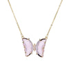 Fashion Simple Geometric Translucent Crystal Glass Butterfly Necklace