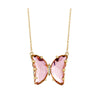 Fashion Simple Geometric Translucent Crystal Glass Butterfly Necklace