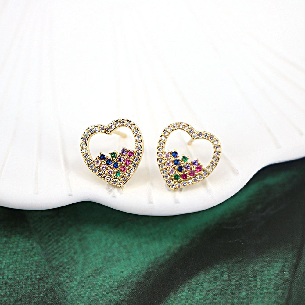 Korean Copper Micro-set Zircon Peach Heart Pineapple Geometric Sweet Earrings