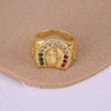 Fashion Inlaid Zircon Virgin Mary Copper Zircon Geometric Ring