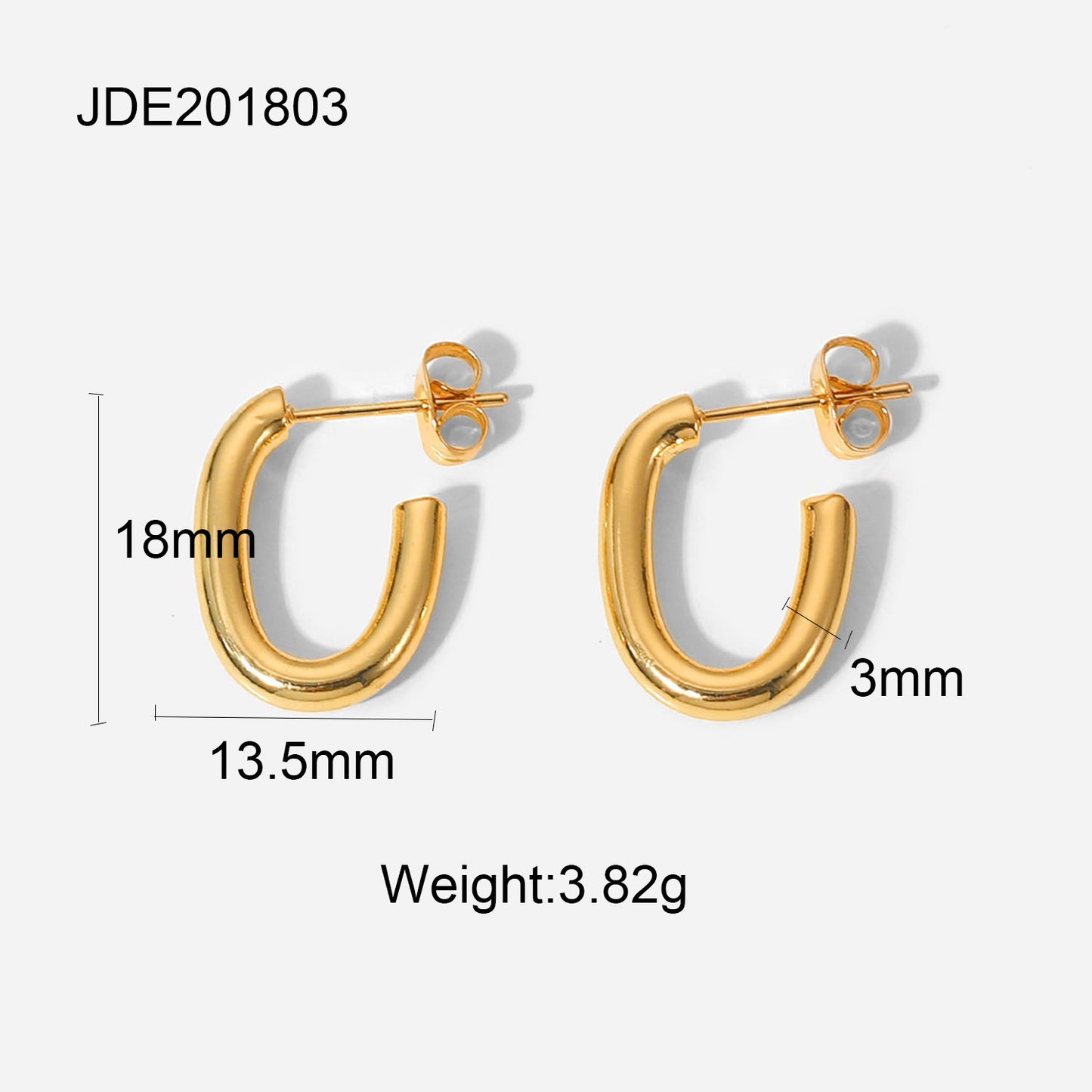 Fashion Oval Hoop Earrings Jewelry Stainless Steel C Shape Jewelry