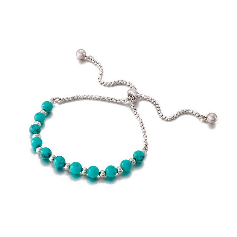 European And American Fashion Turquoise Personality Titanium Steel Bracelet Wholesale