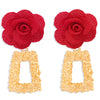 Chinese New Year Fabric Flower Festive Ethnic Tassel Earrings