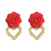 Chinese New Year Fabric Flower Festive Ethnic Tassel Earrings