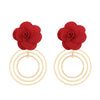 Chinese New Year Fabric Flower Festive Ethnic Tassel Earrings