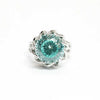 Fashion Paraiba Blue-green Diamond Ring Lotus Copper Opening Ring