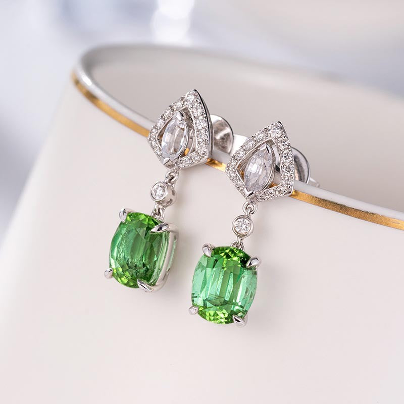 New Imitation Green Tourmaline Fashion Small Apple Pendant Copper Earrings