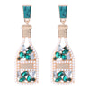 Fashion Wine Bottle Diamond Alloy Artificial Gemstones Earrings