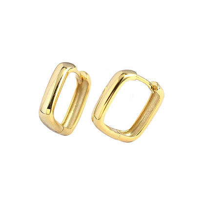 Simple Geometric Square S925 Silver Glossy Hoop Earrings Wholesale