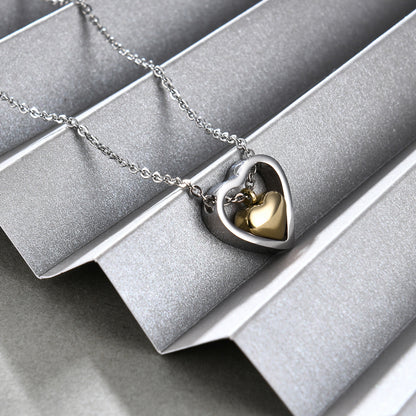 Fashion Heart Shape Titanium Steel Plating Pendant Necklace 1 Piece