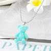 Simple Candy-colored Resin Bear Color Animal Pendant Necklace