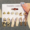 Fashion Retro C-shaped Inlaid Pearl Earrings Set 5 Pairs Of Alloy Earrings