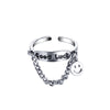 Fashion Chain Two-finger Conjoined Ring Creative Cross Key Lock Open Ring