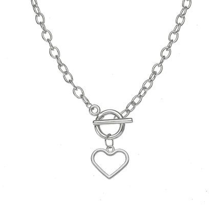 Creative Hollow Heart Pendant Necklace Female Trendy Ot Buckle Collarbone Chain