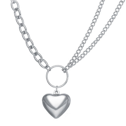 Creative Hollow Heart Pendant Necklace Female Trendy Ot Buckle Collarbone Chain