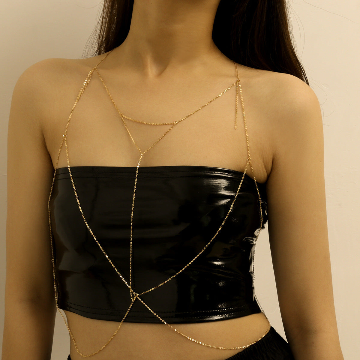 Fashion Jewelry Yiwu Gooddiy Wholesale Body Chain Female Sense Triangle Geometry Tassel Chain Chest Chain