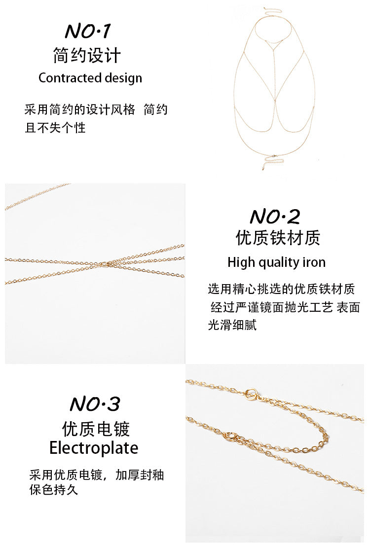 Fashion Jewelry Yiwu Gooddiy Wholesale Body Chain Female Sense Triangle Geometry Tassel Chain Chest Chain