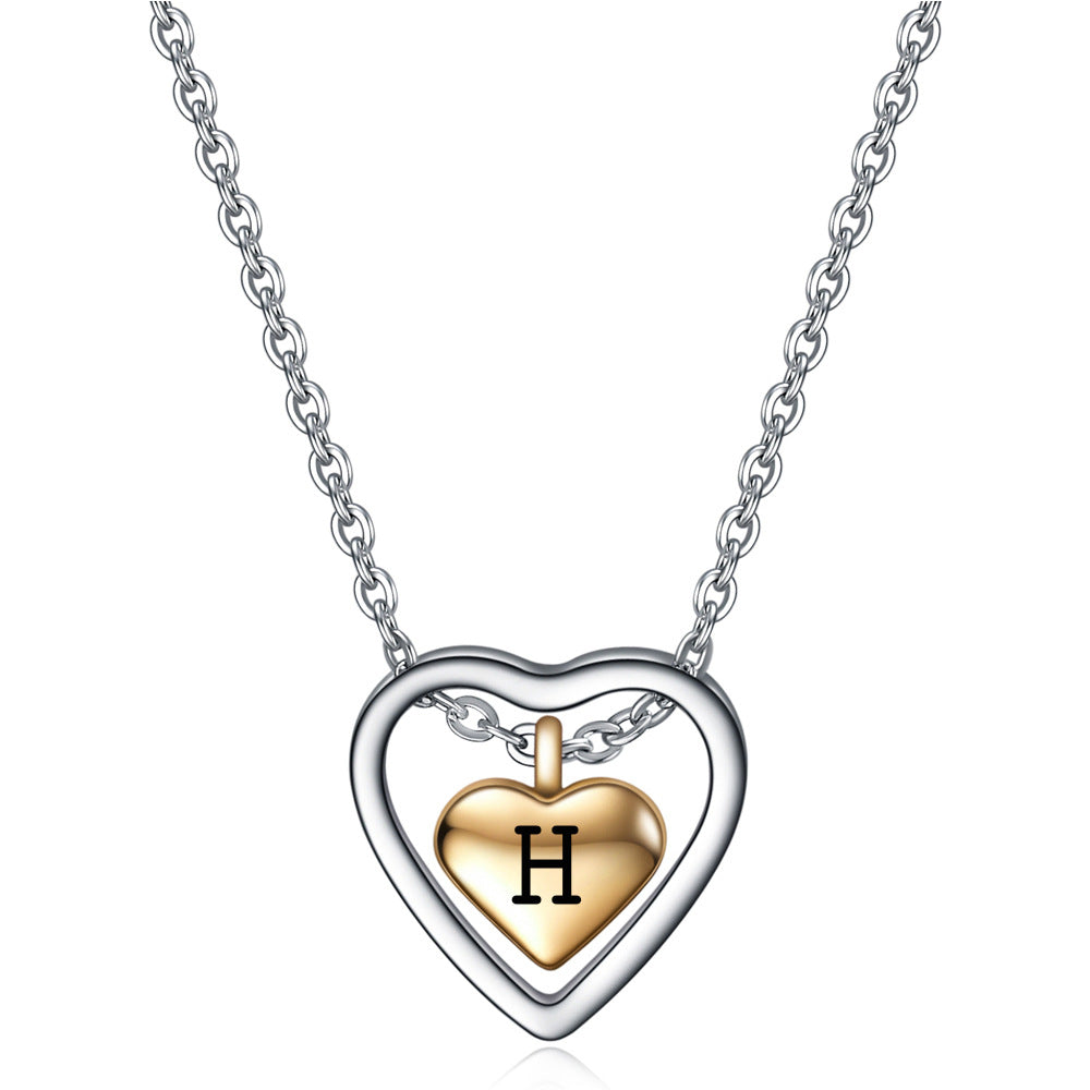 Fashion Heart Shape Titanium Steel Plating Pendant Necklace 1 Piece