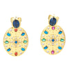 Korean Version Of New Colored Diamond Oval Pendant Copper Earrings