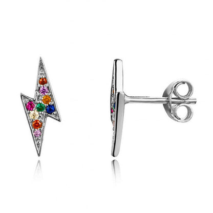 1 Pair Streetwear Star Moon Inlay Sterling Silver Copper Zircon Ear Studs