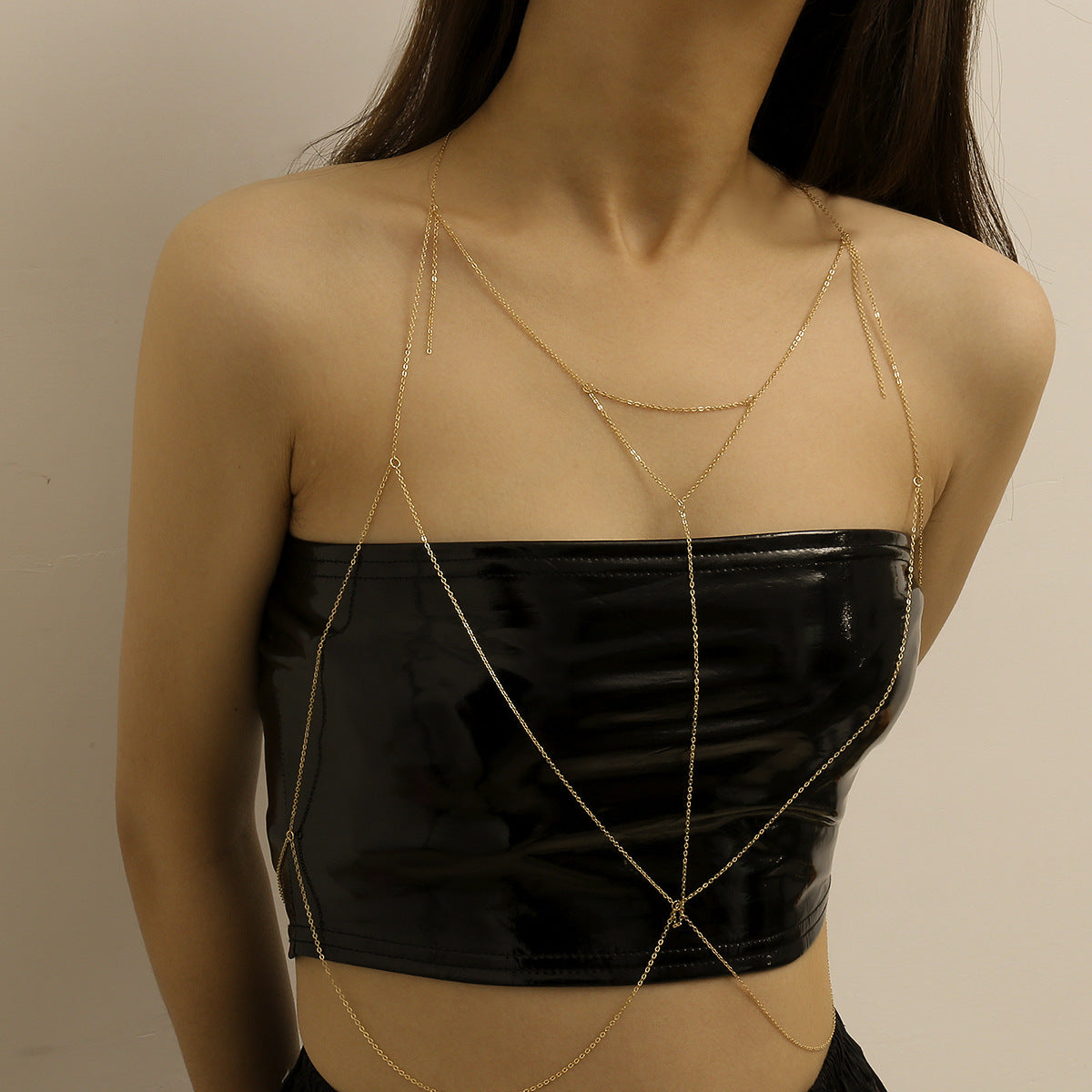 Fashion Jewelry Yiwu Gooddiy Wholesale Body Chain Female Sense Triangle Geometry Tassel Chain Chest Chain