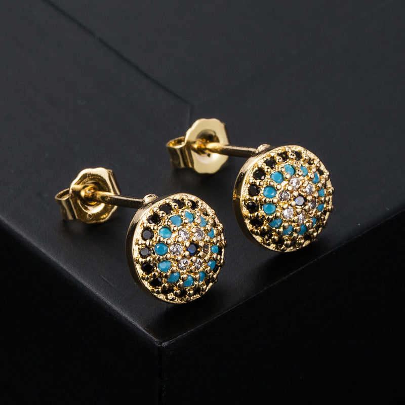 Vintage Copper Micro-set Zircon Devil's Eye Earrings Wholesale