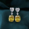 Flash Diamond Pink Yellow White Heart Shaped Copper Inlaid Zircon Earrings