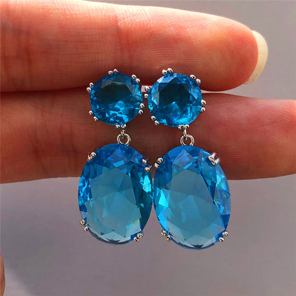 Fashion Copper Large Zircon Geometric Earrings Wholesale