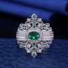 Retro Palace Style Copper Ring Ladies Inlaid Green Gem Jewelry Wholesale