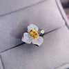 Fashion Copper Three-leaf Flower Yellow Diamond Color Treasure Opening Ring