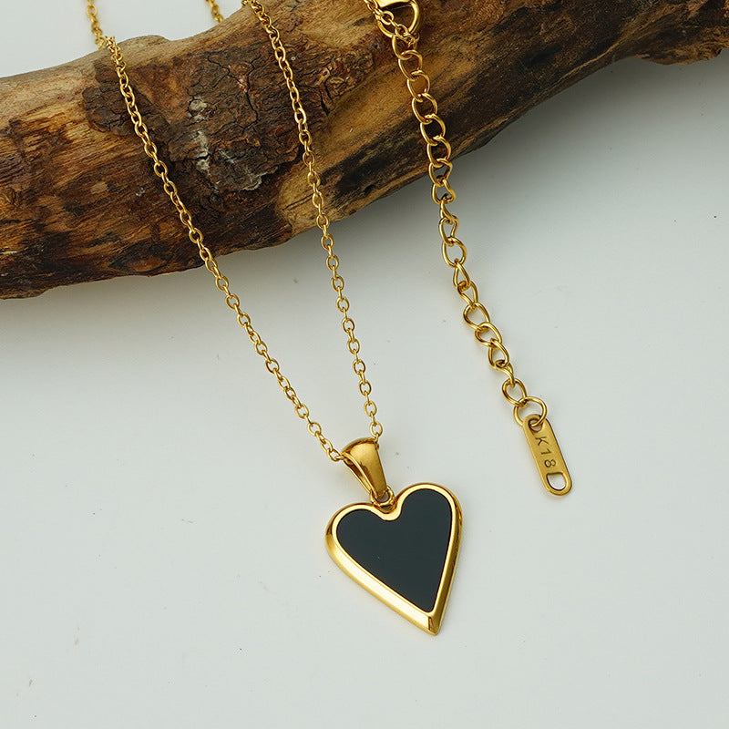 Heart Female Design Enamel Pendant Retro Fashion Simple Clavicle Metal Necklace