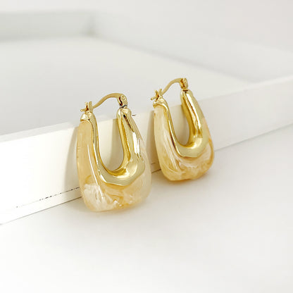 1 Pair Fashion U Shape Geometric Arylic Zinc Alloy Drop Earrings