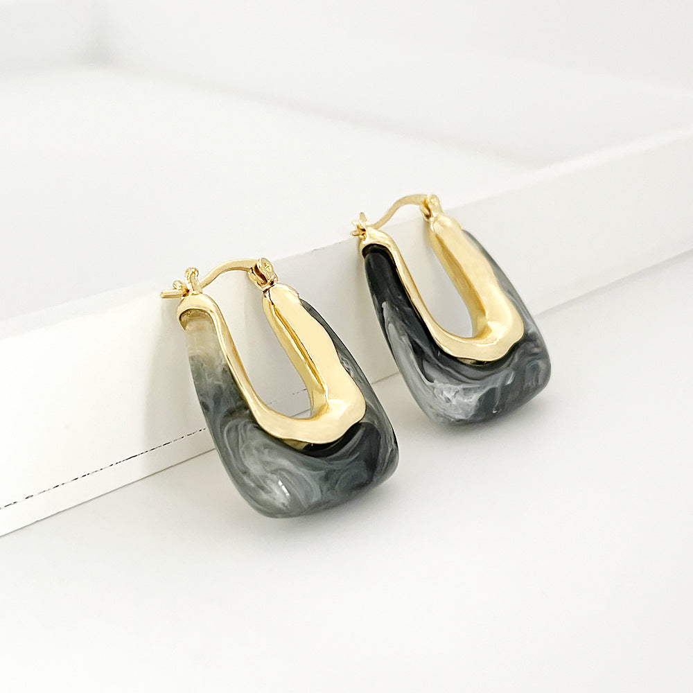 1 Pair Fashion U Shape Geometric Arylic Zinc Alloy Drop Earrings