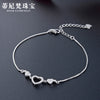 Korean Jewelry Heart Diamond S925 Silver Bracelet Simple Jewelry Wholesale